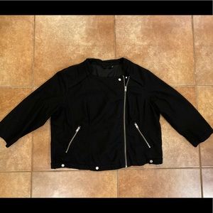 Black Linen Moto Jacket 1X